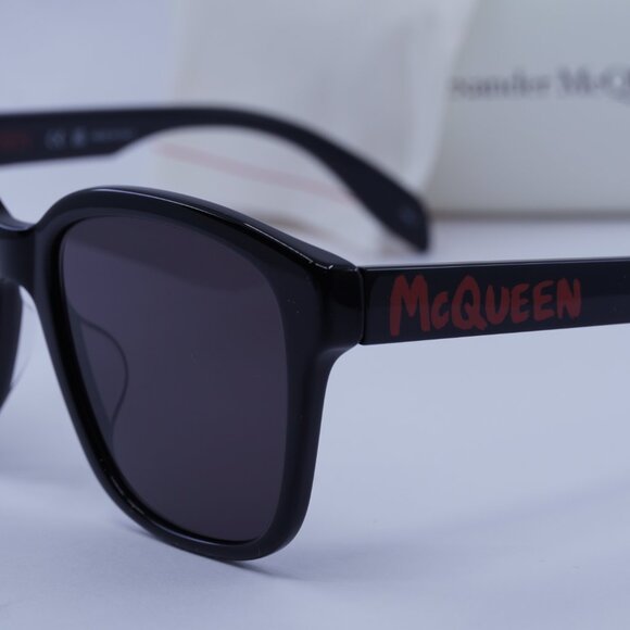 Alexander McQueen AM0331SK 002 Square Sunglasses - Black/Grey - Picture 3 of 9